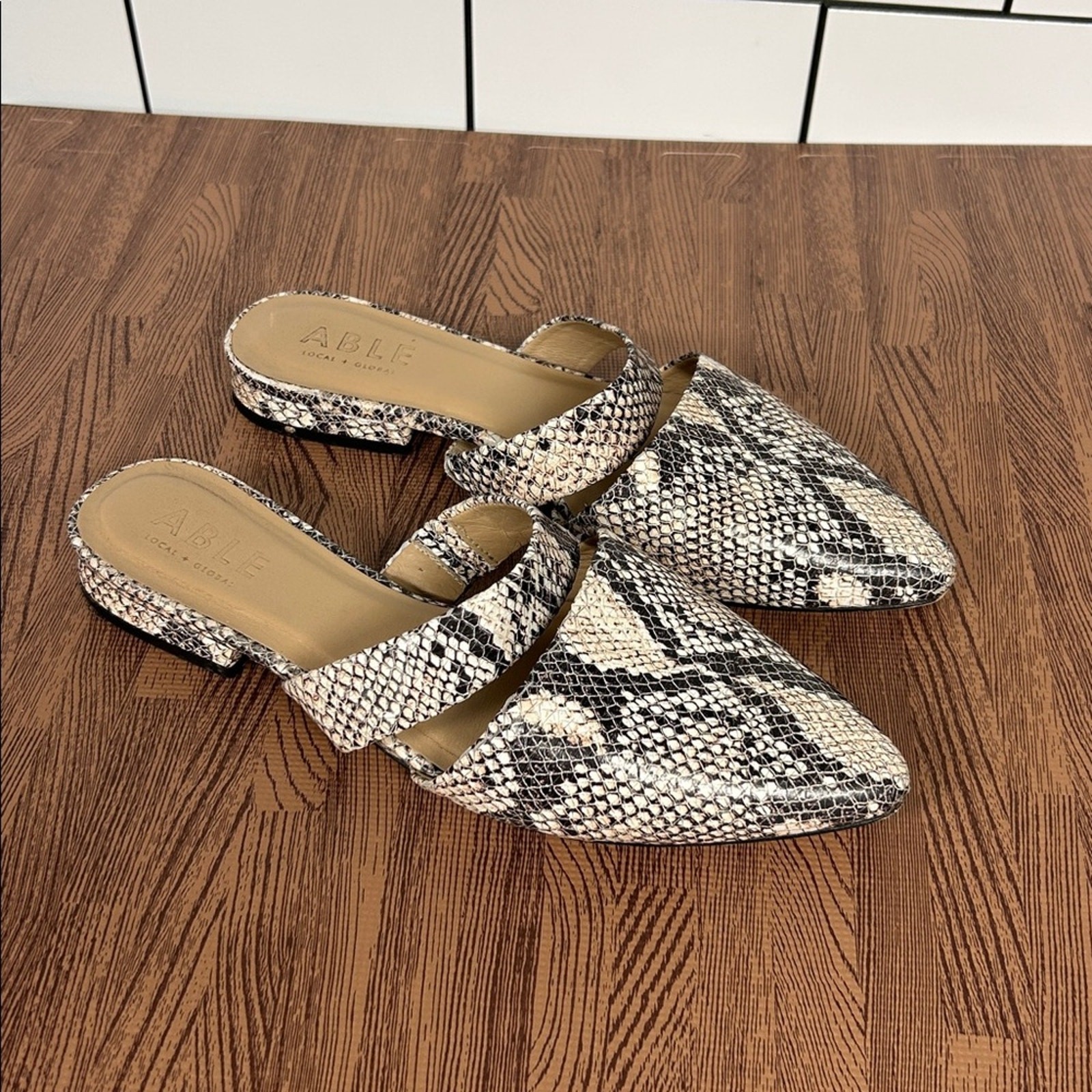 ABLE Joselyne Snake Python Leather Double Strap A… - image 1