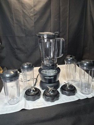 NutriBullet Black Blender Combo NBC-12A 2 20oz Cups 2 24oz Cup 3 Additiona Blade