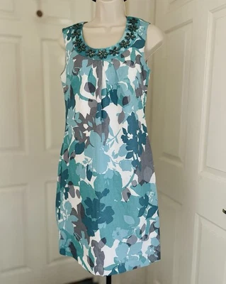 Sleeveless Summer Dress Women Size 8 UK Per Una Blue Floral - Image 1 of 4