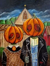 KRIEV Original SIGNED Art Print - PUMPKIN GOTHIC - Halloween / Creepy / Spooky
