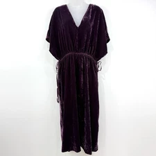 World Market Velvet Dress Women's L/XL Plum NWT Whimsigoth Witchy Boho Holiday