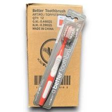 World Wide Daily - Toothbrush - 12 Pack Ultra Soft - Wide V-ARC Design - Peach