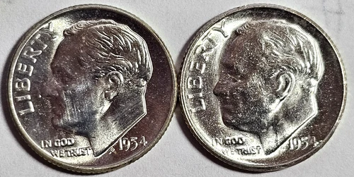 1954 1954S Brilliant Uncirculated Silver Roosevelt Dimes (2 coins) Free Shipping