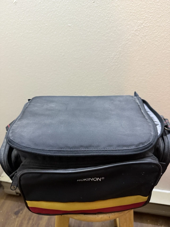 Vintage Rokinon Camera Bag Black Yellow & Red 14 By 9 Inches Vtg Camera Gear - Image 2 of 4