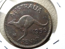 * 1959 PENNY QUEEN ELIZABETH BROWN aUNCIRCULATED    #BRN65