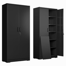 Metal Garage Storage Cabinet with 2 Doors and 5 Adjustable Shelves