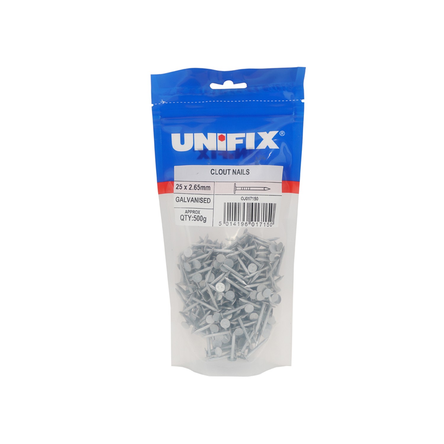 Unifix Galv Clout Nails 65 x 3.75mm 500g Bag - Box of 5