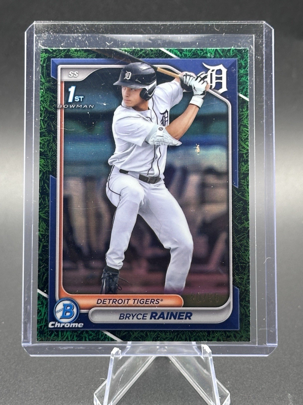 2024 Bowman Draft Chrome Green Grass #BDC-86 Bryce Rainer 1st Tigers /99 🔥