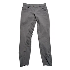 Ovation Riding Breeches Womens Medium Gray Full Seat Silicone Grip Equestrian