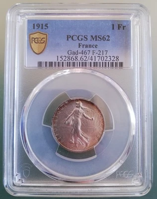 1 Franc Semeuse 1915 PCGS MS 62 - Photo 1/2