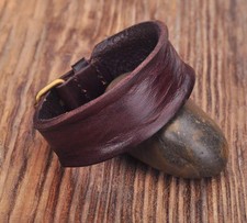 G170 Brown Biker Single Wrap Simply Cool Men's Vintage Leather Bracelet Cuff NEW