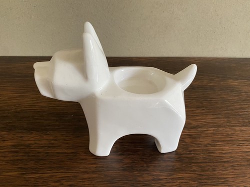 White Ceramic Dog Tea Light Holder - Picture 3 of 12