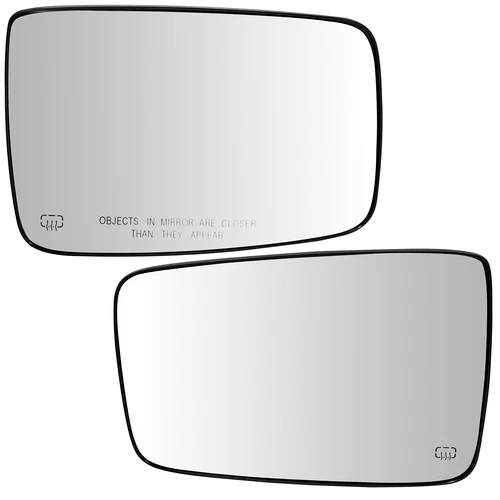 Chrome Flat Heated Mirror Glass W/Backing Plate For 09-On Dodge Ram LH + RH Side