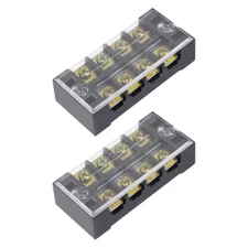 2PACK 4 Position Dual Rows Barrier Block Terminal Strip 600V 25A Wire