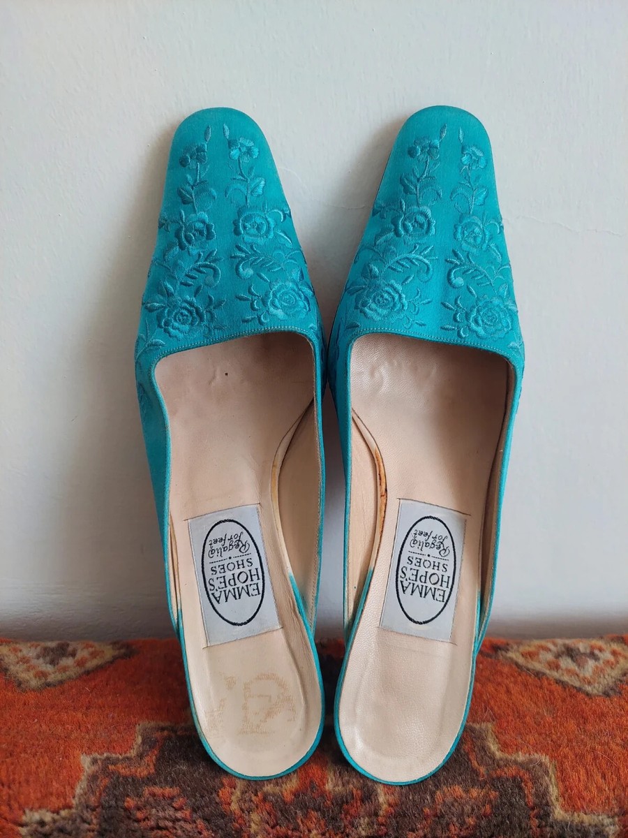 靴 EMMA HOPE'S Deuxieme classe Vintage Emma Hope Shoes Mules | Leather & Silk Embroidered