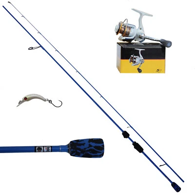 SKORPION, (DEUTSCHLAND) NEW ULTRA LIGHT FISHING SET, TROUT SPOON KÖDER, BLUE RUTE 210cm/0-5g, ROLLE 1000