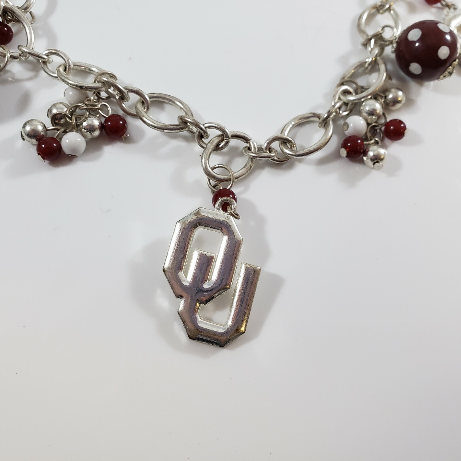 NCAA College Oklahoma University Link Silver Tone Signed R OU Charms