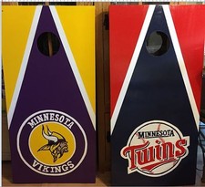 Vikings and Twins Cornhole boards Custom Made and Free Bags