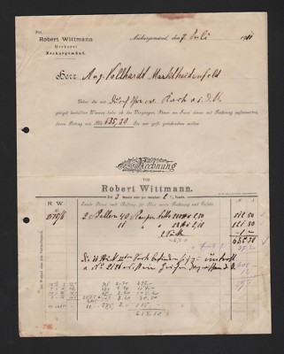 NECKARGEMÜND, Rechnung 1901, Robert Wittmann Gerberei
