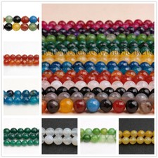 4/6/8/10/ 12mm Faceted Round Striped Agate Gemstones Loose Beads AAA Strand