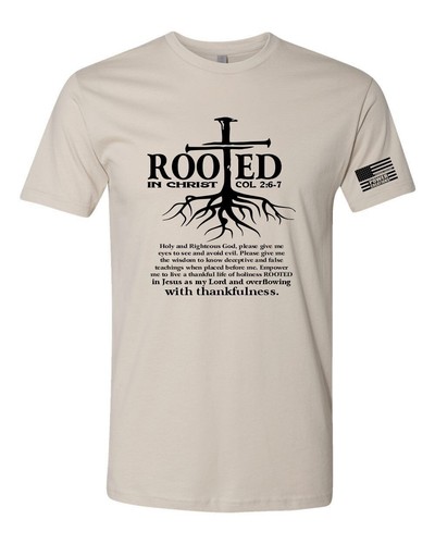 Mens Christian Tshirt Nail Cross Rooted In Christ Short Sleeve T-shirt and DECAL - 第 4/9 張圖片