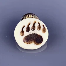 Vintage Bone Bear Paw Claw Lapel Pin Round