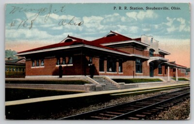 Stuebensville OH PRR Station 1917 Mingo Junction To St Marys WV Postcard F49