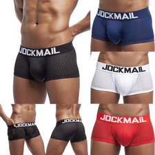 Mens Mesh Underwear Boxer Briefs Sport Stripes Bulge Pouch Panties Breathable ~