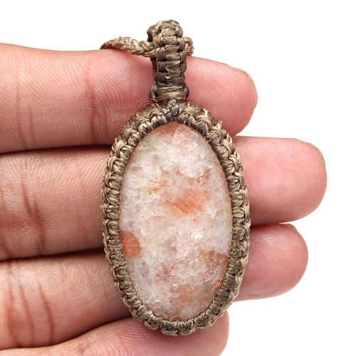 Sunstone Macrame Necklace Handmade Natural Bohemian Crystal Choker Healing - 第 4/11 張圖片