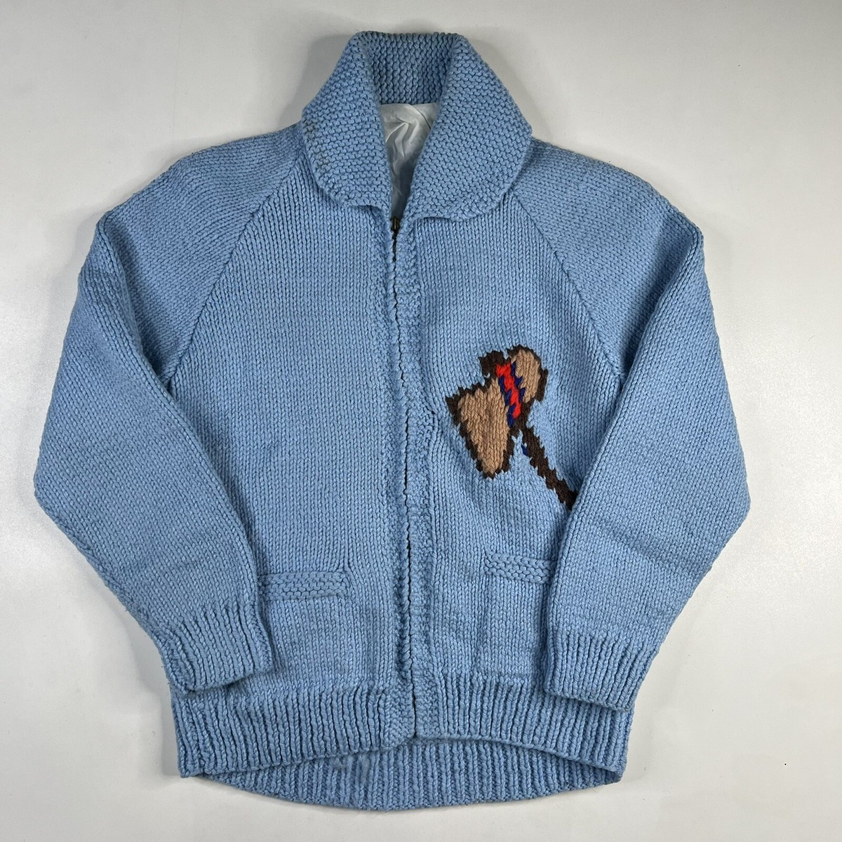VINTAGE COWICHAN SIWASH SWEATER WOOL CHIEF NATIVE AMERICAN DESIGN 