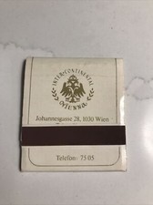 Inter Continental Hotel Vienna Austria Matchbook Complete Match White