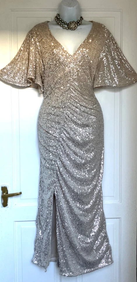 VESTIDO DE FIESTA RIVER ISLAND LENTEJUELAS BRILLANTES NOCHE MIID TALLA 20 Foto 4 de 4