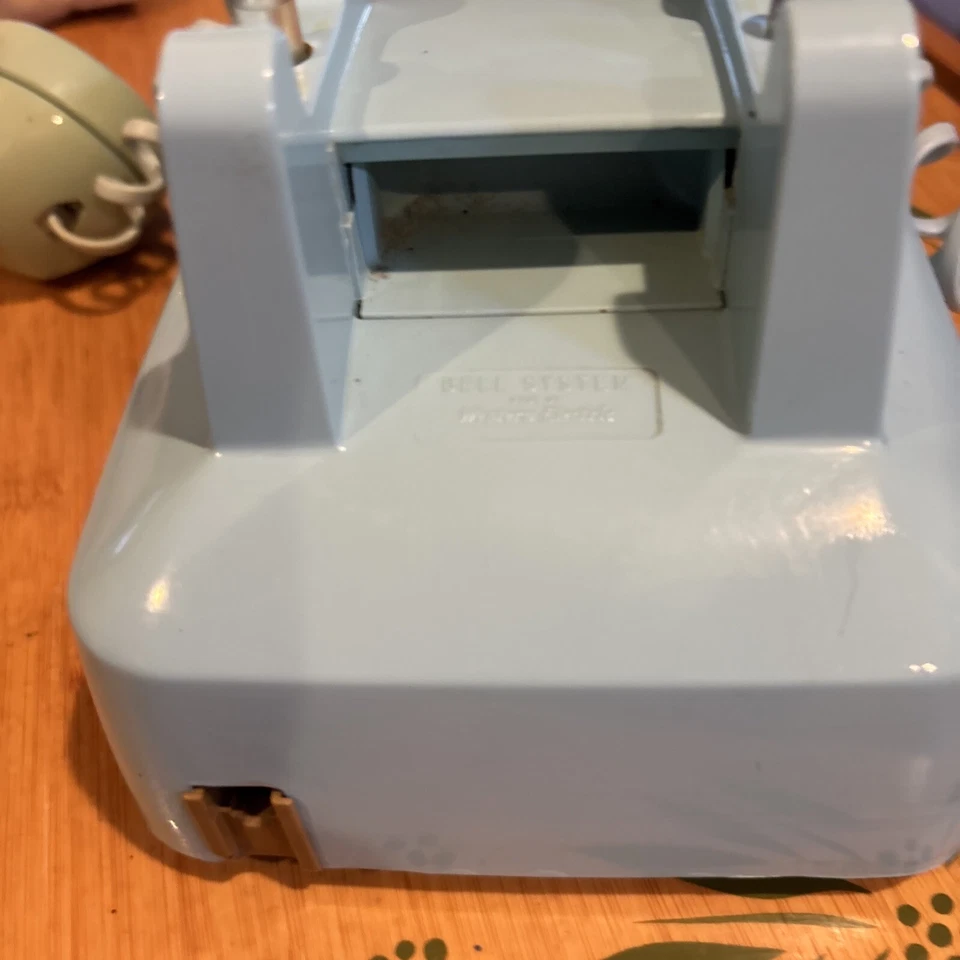 De colección 1982 Dos Tonos Eléctrico Dial Giratorio Teléfono, Teléfono, Azul y Verde Foto 4 de 4