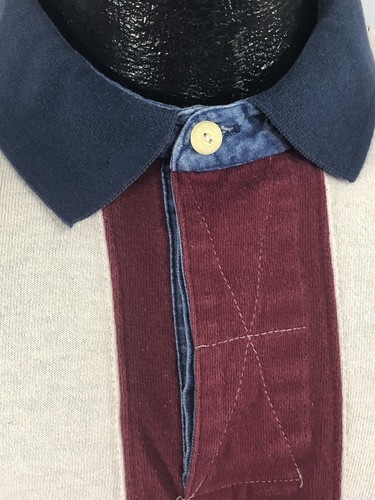Vtg 90's Guess Jeans Maroon Men SPELLOUT Rugby Polo Stripe Streetwear Shirt M - Picture 8 of 9