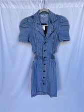 Fashion Nova Happiest Days Denim Dress Cutout Button Down Shirt Sleeve Size XS