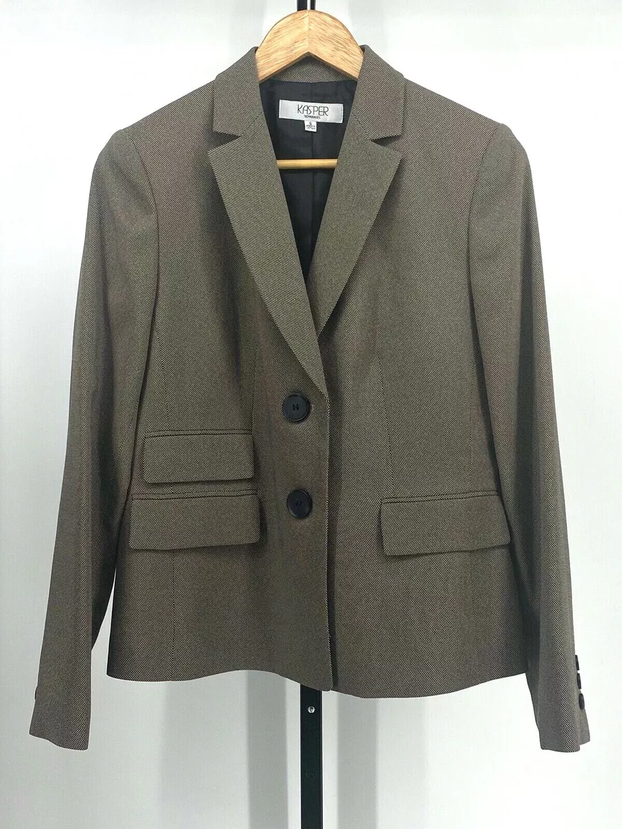 Kasper Size 6/8 Pant Suit Kate Classic Fit Olive and Black EUC (S1159-EF)  *notes