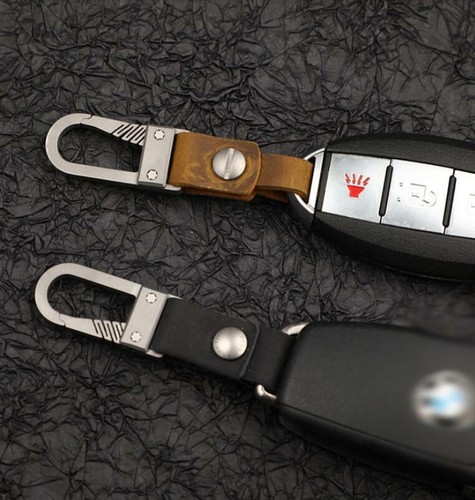 EDC Titanium Alloy Keychain + Cow Leather Waist Hanging Buckle Car Keychain - Picture 7 of 14