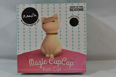 Magic Cup Cap, Gray Cat with Blue Cup Cover, 4 1/4'' L x 4 1/4'' W x 2 1/4'' H
