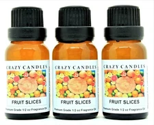 Crazy Candles 3 Fruit Slices 1/2oz Bottles Premium Grade Scented Fragrance Oil