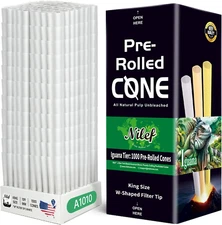 Pre-Rolled Cones King Size Bulk 1000 Pack - Blank Cones with Tips - Slow Burn