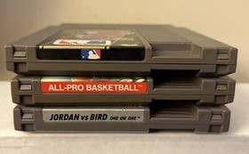Lot of 3 Nintendo NES Sport Games: All Pro Basketball, MLB,  NBA Jordan vs Bird