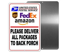 Deliveries To Back Porch Sign / Decal  Deliver Si300 / Magnetic Sign