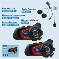 Motorcycle Bluetooth Intercom 8 Riders Group Helmet Communication Speak Headset