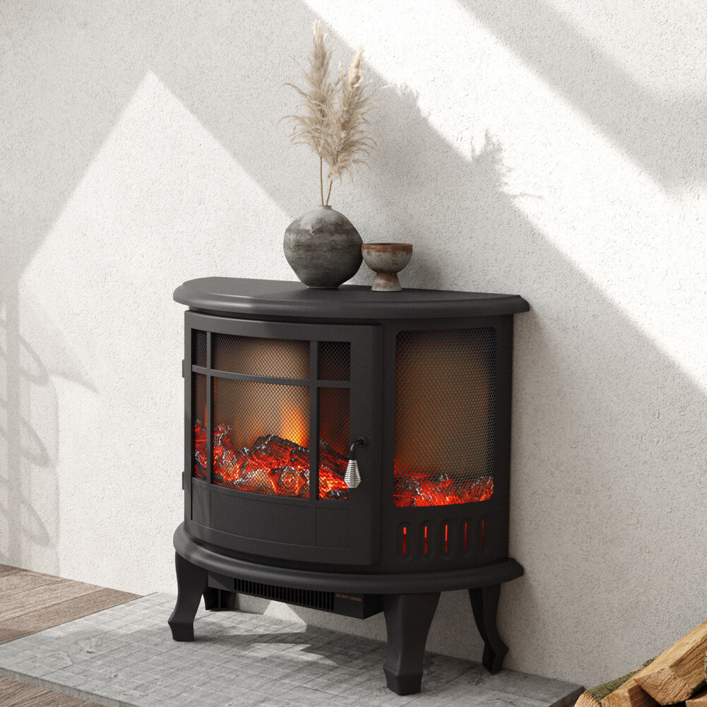 Electric Stove Fireplace Log Burning Flame Effect Fire Heater - Main Image