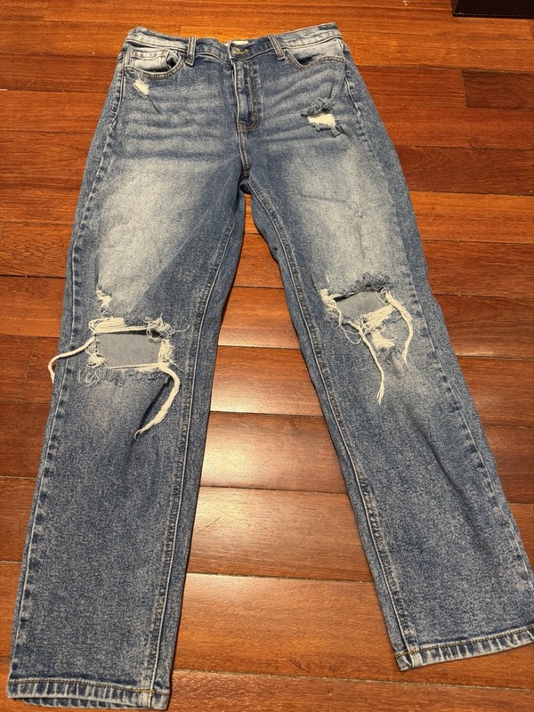 CELLO Girls Skinny Fit Distressed Blue Denim Jeans Size 13 Medium Wash