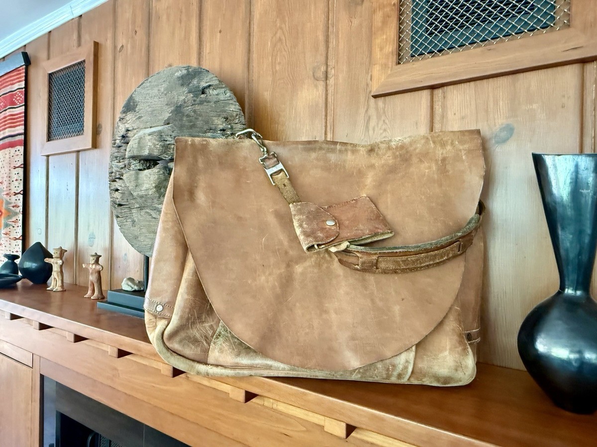 Vintage Merit 1968 US Postal Mailbag British Tan Leather Messenger