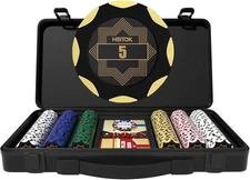 Clay Poker Chip Set for Texas Hold’em, 300 PCS with Denominations, 14g... 