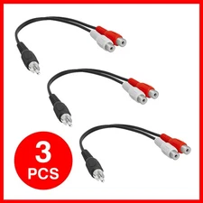3 Pack RCA Splitter 6 inch RCA Male to 2 RCA Female Dual RCA Y Cable Adapter