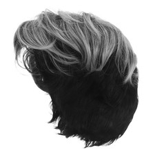  Men Short Messy Wig - Synthetic Fluffy Men'S Silver Gray Ombre Wig - Natural