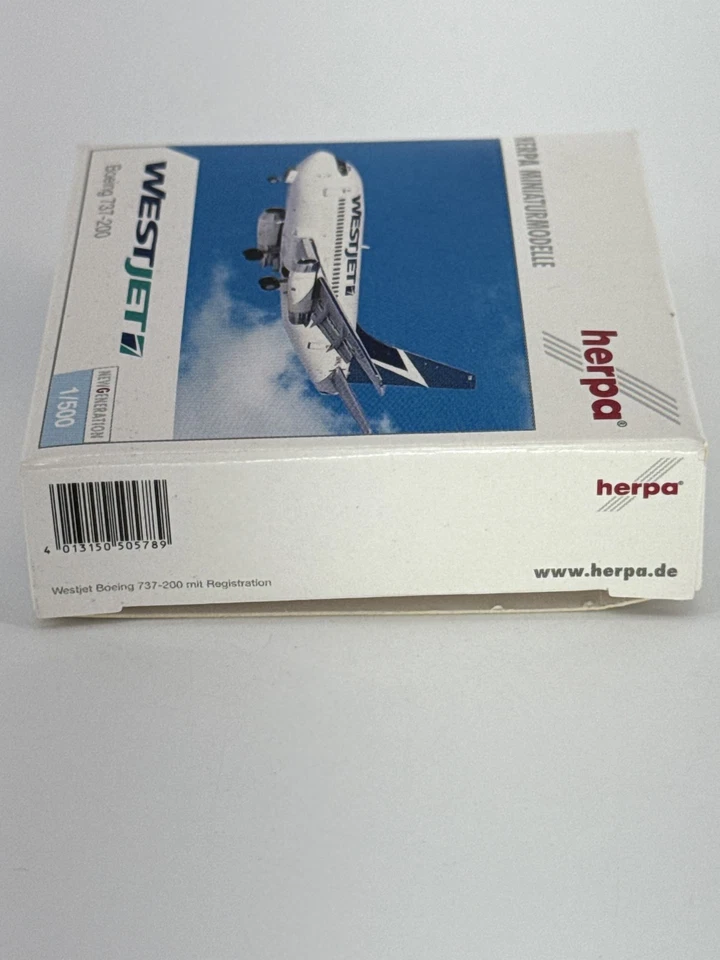 Herpa Wings WestJet Boeing 737-200 1:500 Diecast Model Airplane 505789 - Image 3 of 4